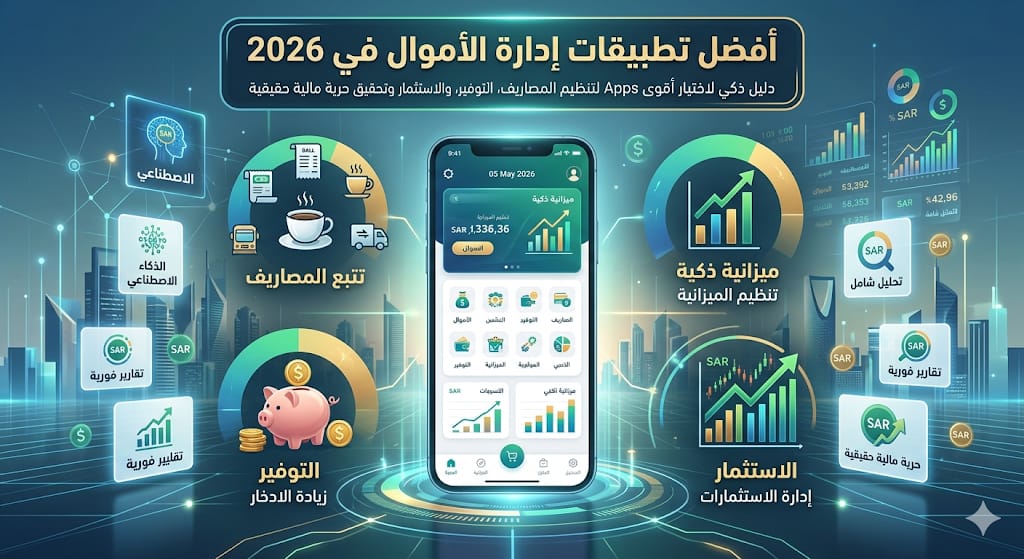أفضل تطبيقات إدارة الأموال في 2026 (دليل ذكي لاختيار أقوى Apps لتنظيم المصاريف، التوفير، والاستثمار وتحقيق حرية مالية حقيقية)