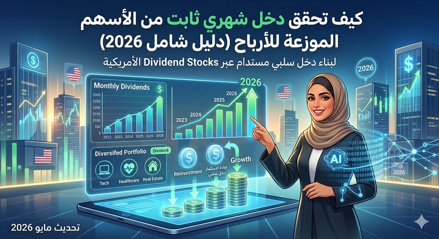 كيف تحقق دخل شهري ثابت من الأسهم الموزعة للأرباح في 2026 (دليل شامل لبناء دخل سلبي مستدام عبر الاستثمار الذكي في Dividend Stocks الأمريكية)