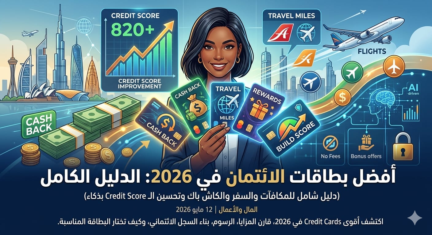 أفضل بطاقات الائتمان في 2026 (دليل شامل لاختيار أقوى Credit Cards للمكافآت والسفر والكاش باك وبناء الـ Credit Score بذكاء)